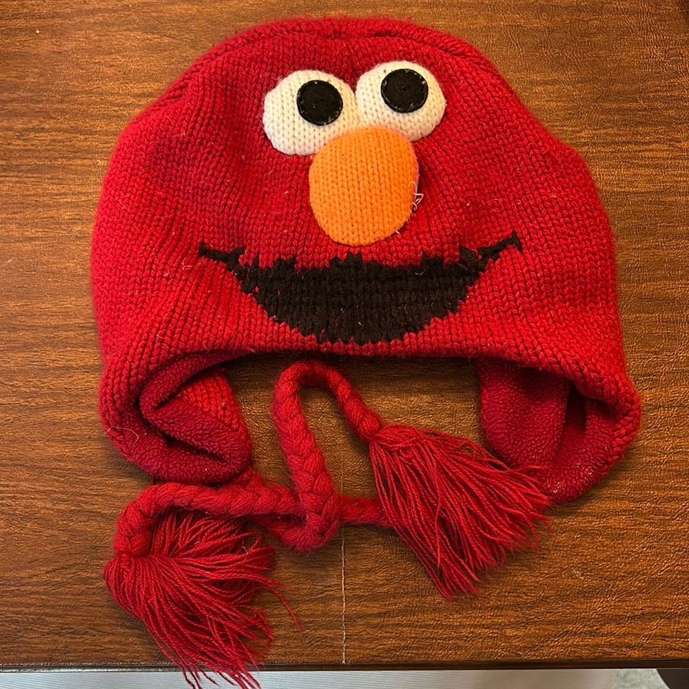 Sesame Street Elmo little kid toddler hat red fleece lined